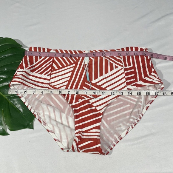 NEW Sea‎ Level [ 12 US ] Mix Striped High Waisted Bikini Bottom Sun Orange - Picture 4 of 12